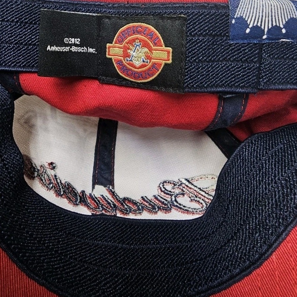 Budweiser King of Beers‎ Hat Red White Blue Cotton Spandex M/L Baseball Cap NEW - Picture 6 of 9
